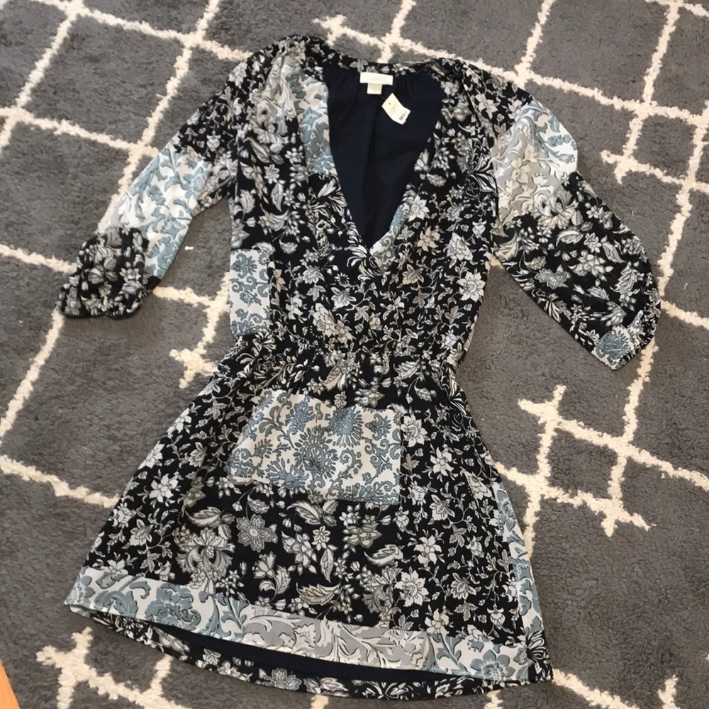 Blue floral wrap dress LOFT